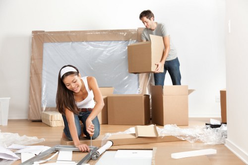 House moving team working in a Streatham residential street
