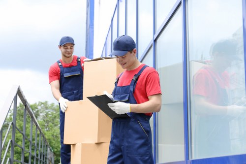 Packed moving boxes and furniture for house removals in Streatham