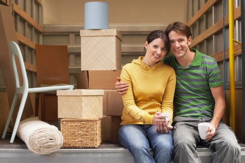 Packed boxes and furniture ready for a local Streatham removal